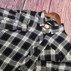 Cloudveil Mountainworks Flannel Shirt Mens XL Black White Plaid Long Sleeve